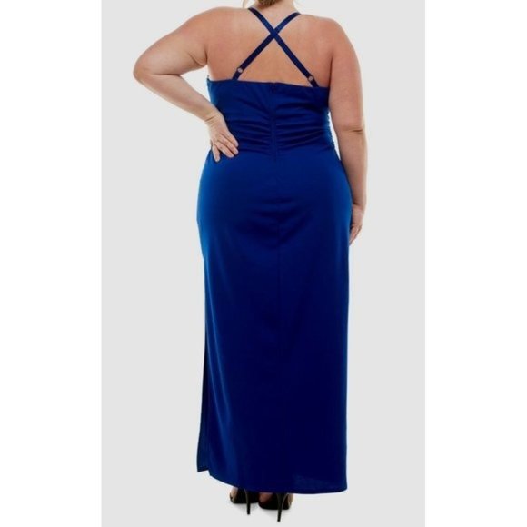 EMERALD SUNDAE Trendy Plus Size Side-Ruched Maxi Dress - Royal Blue Size 14 NWT - Picture 2 of 3